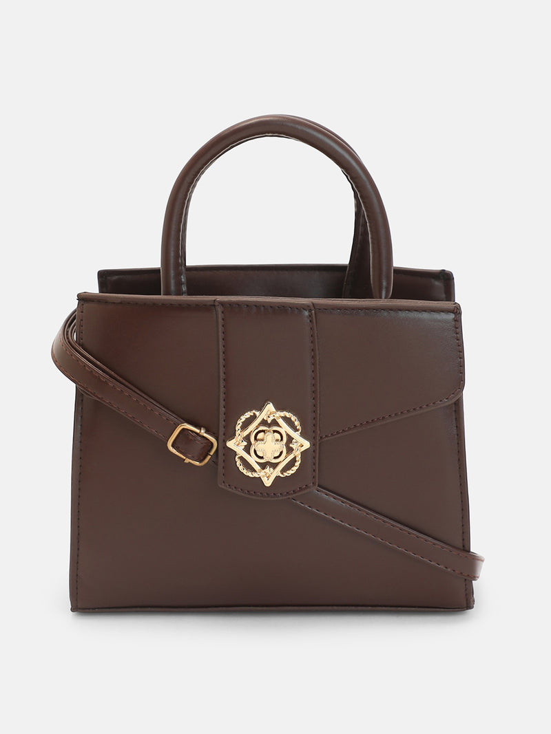 The Regal Structured Hand Bag-Dark Brown