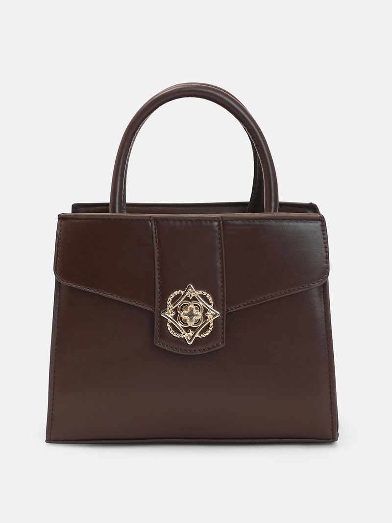 The Regal Structured Hand Bag-Dark Brown