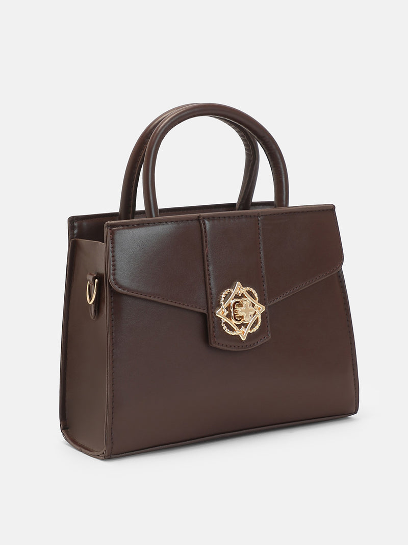 The Regal Structured Hand Bag-Dark Brown