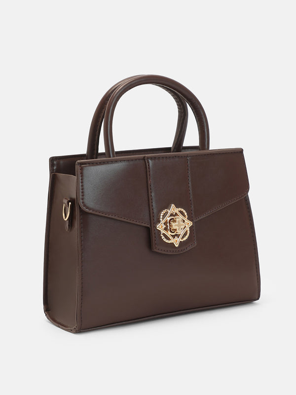 The Regal Structured Hand Bag-Dark Brown