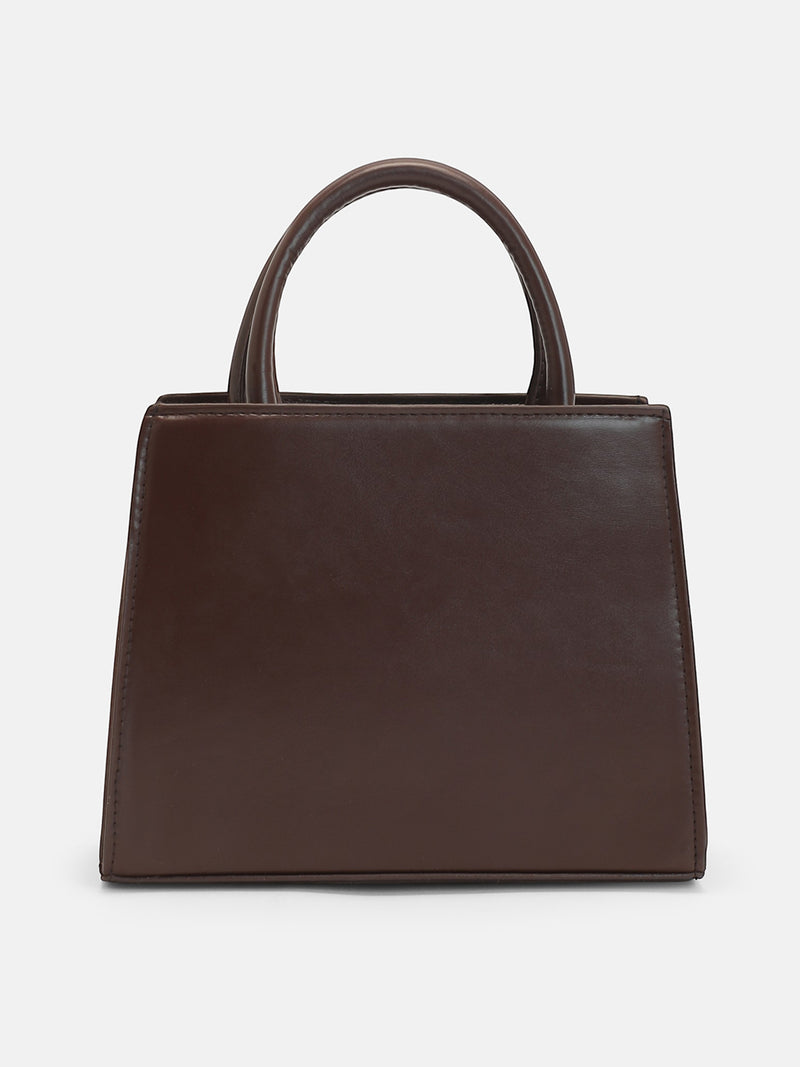 The Regal Structured Hand Bag-Dark Brown