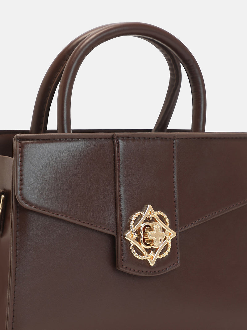 The Regal Structured Hand Bag-Dark Brown