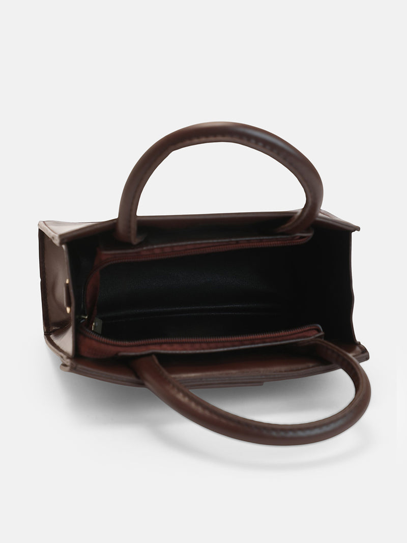 The Regal Structured Hand Bag-Dark Brown