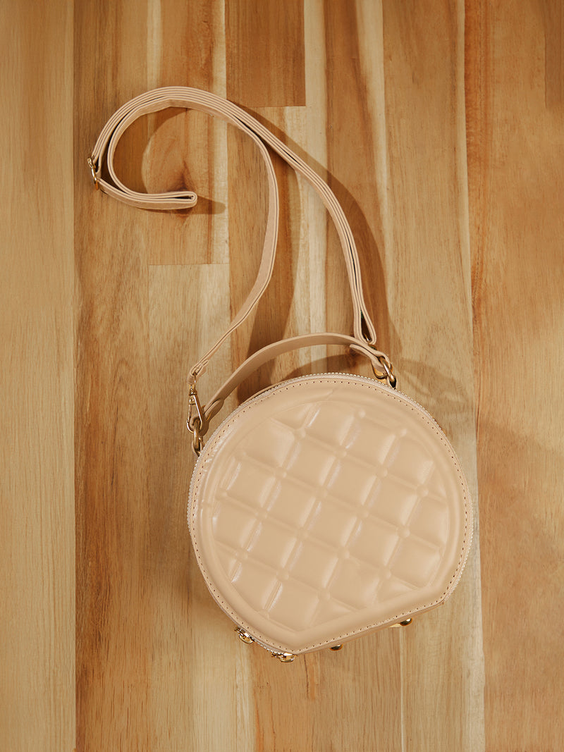 The Luna Quilted Sling Bag-Soft Beige