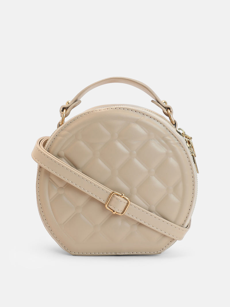 The Luna Quilted Sling Bag-Soft Beige