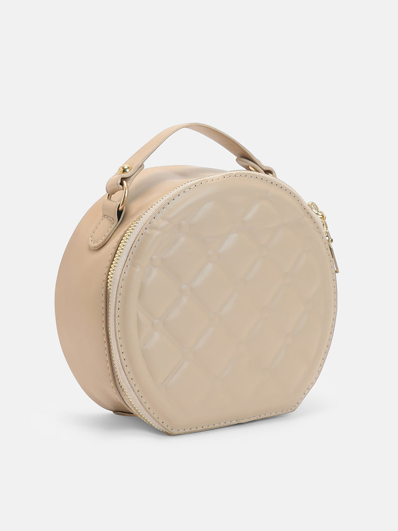 The Luna Quilted Sling Bag-Soft Beige
