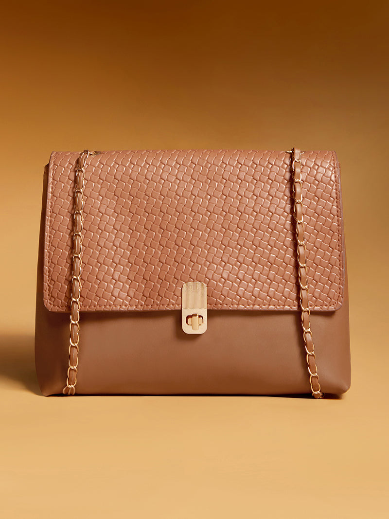 The Minimal Flap Hand Bag-Tan Beige