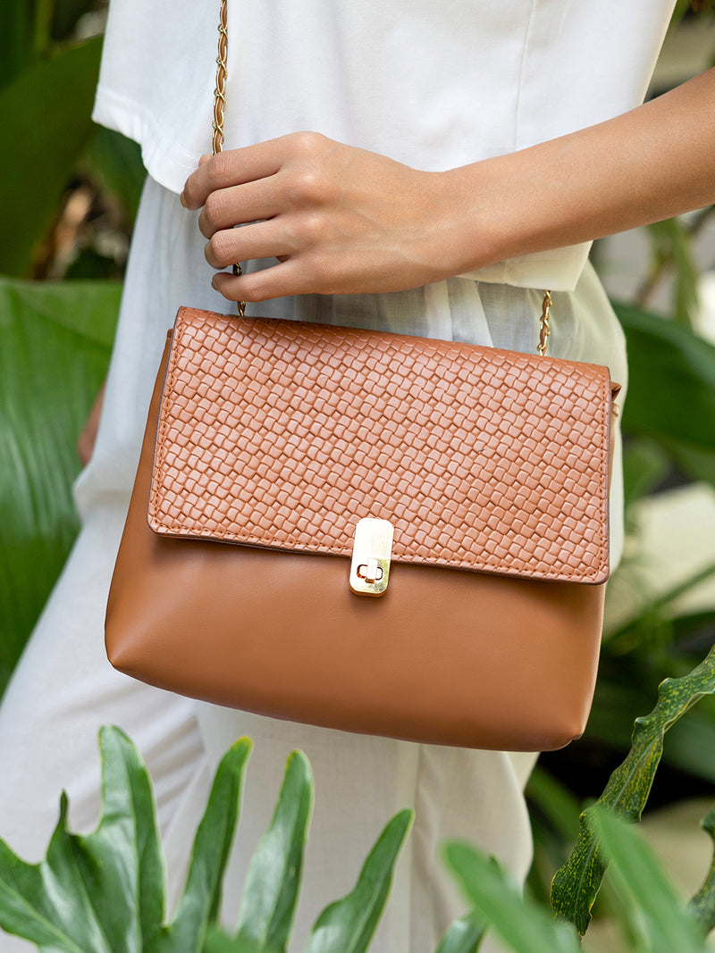 The Minimal Flap Hand Bag-Tan Beige