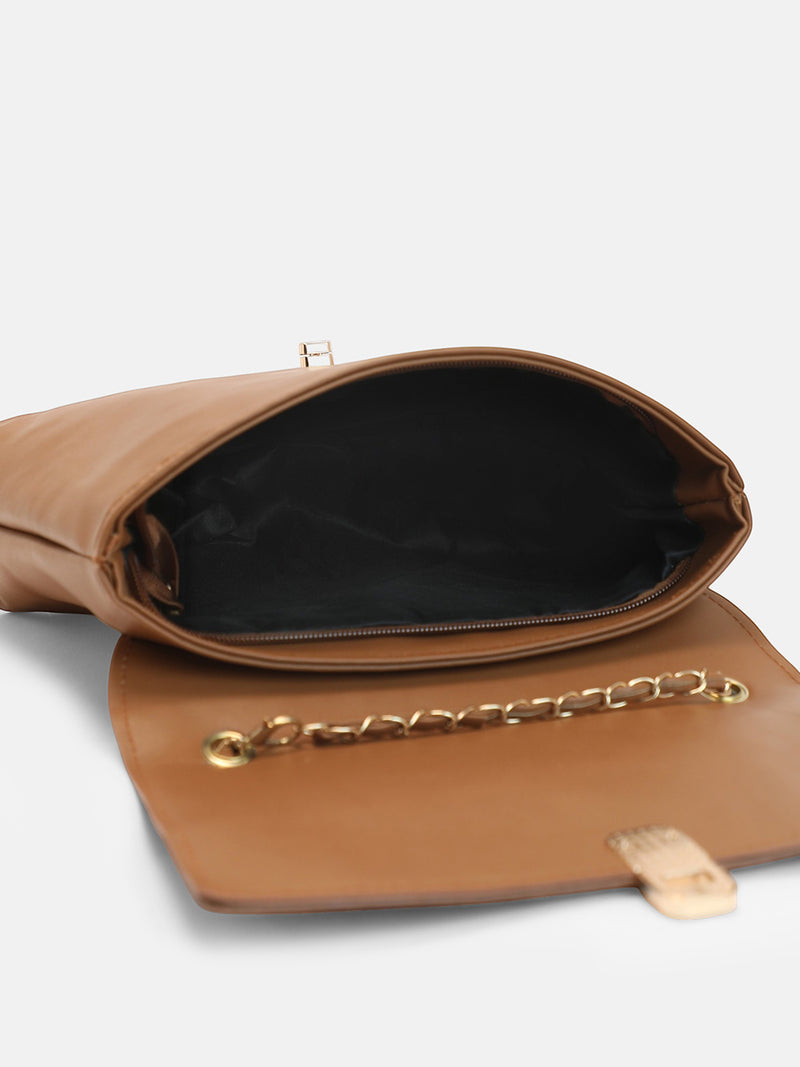 The Minimal Flap Hand Bag-Tan Beige