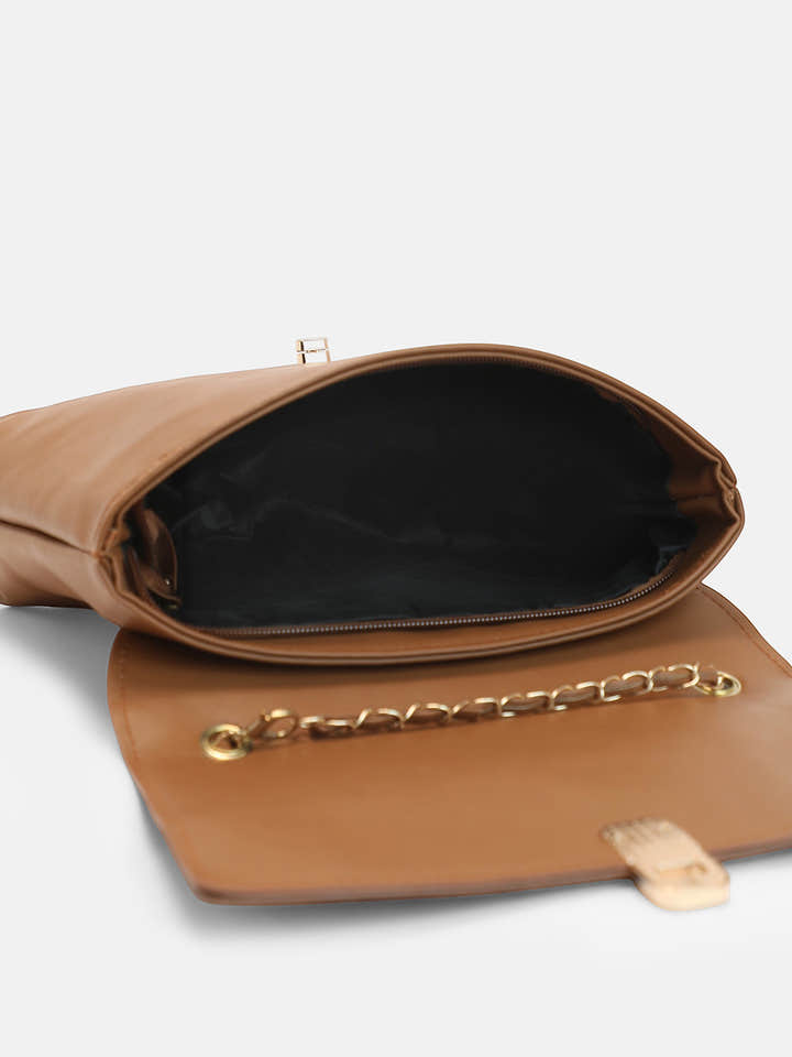 The Minimal Flap Hand Bag-Tan Beige