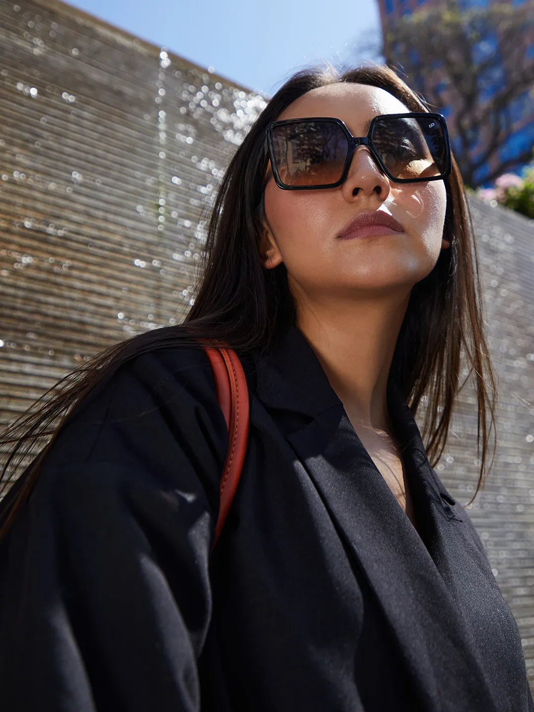 Tinted Lens Black Frame Oversized Sunglass