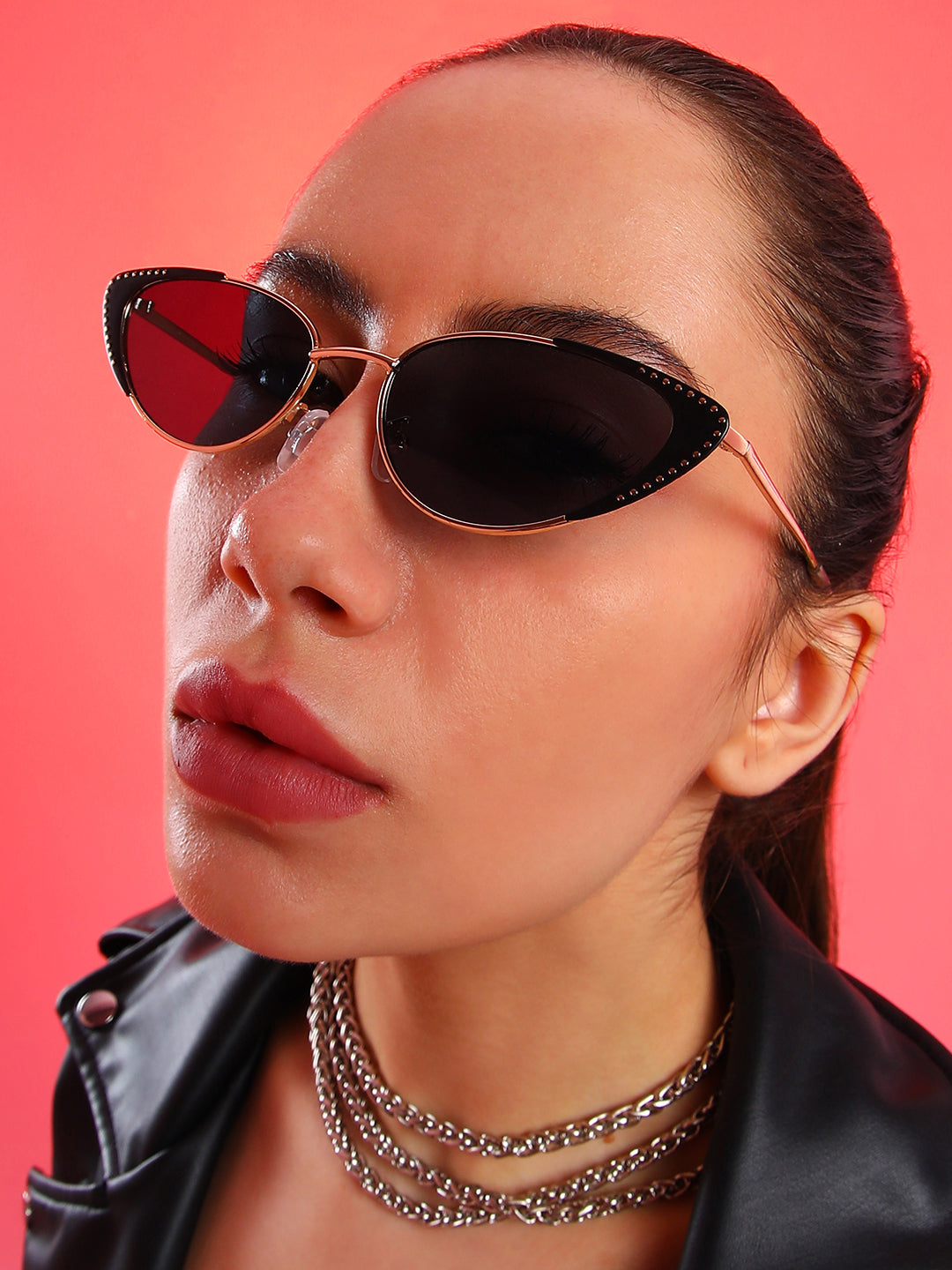 The Studded Cateye Sunglasses - Midnight Black