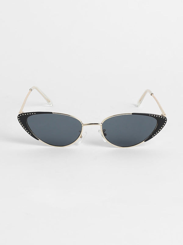 The Studded Cateye Sunglasses - Midnight Black