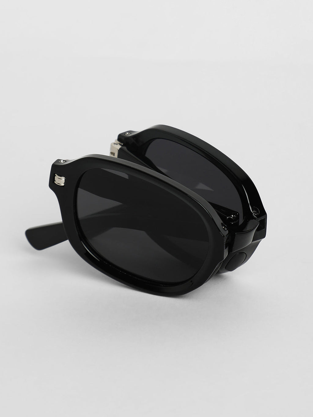 Foldable Rectangular Sunglasses - Black