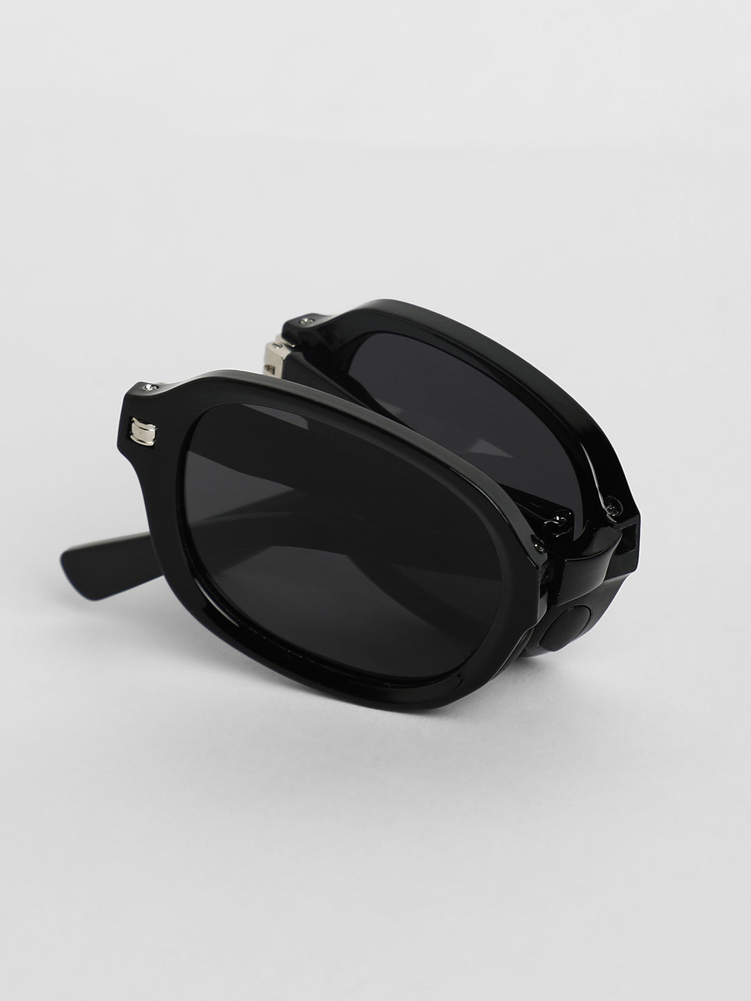 Foldable Rectangular Sunglasses - Black