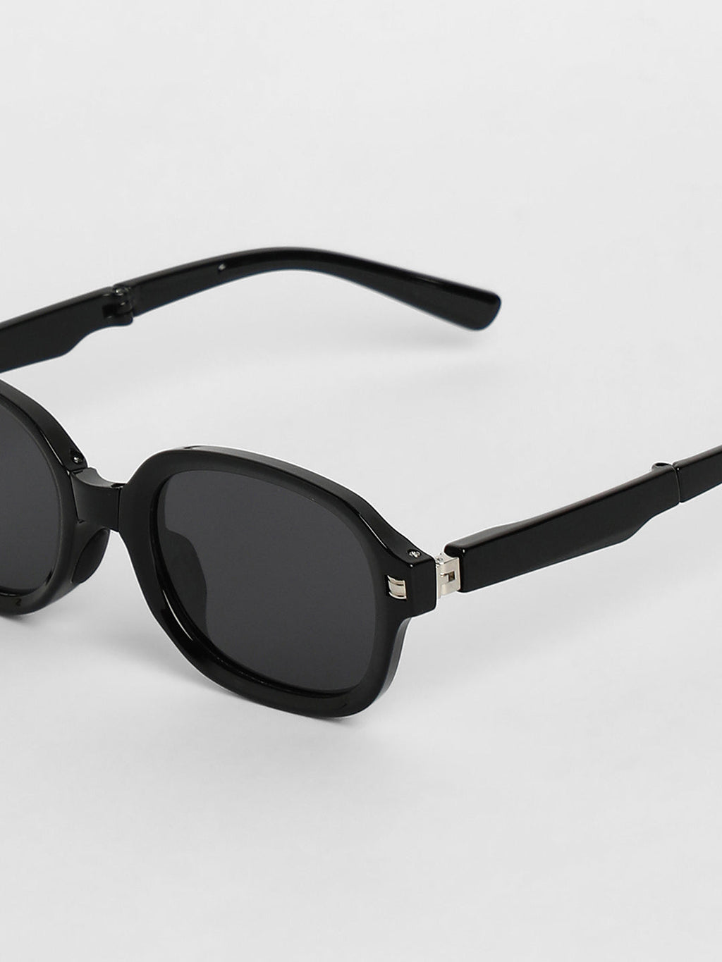 Foldable Rectangular Sunglasses - Black