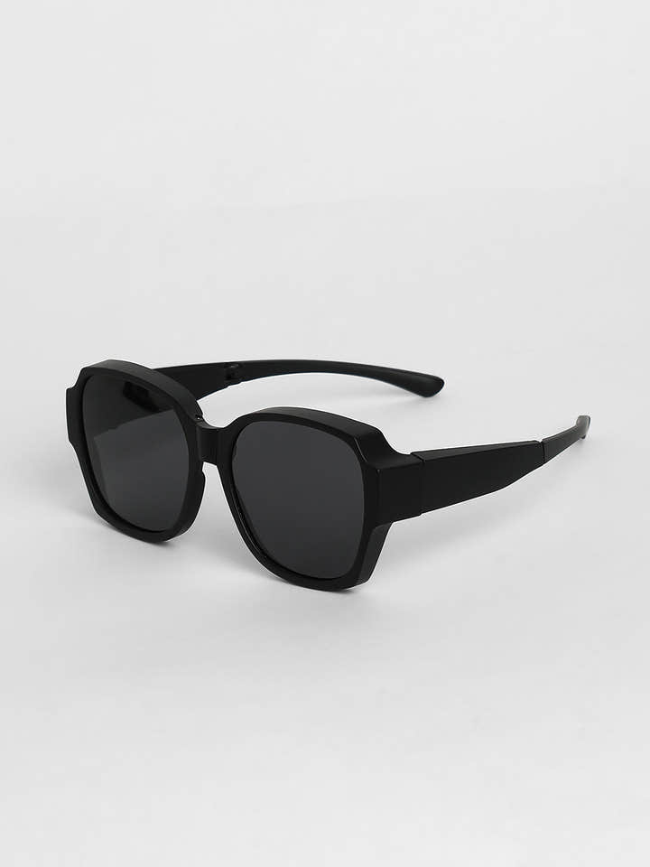 Foldable Oversized Sunglasses - Black