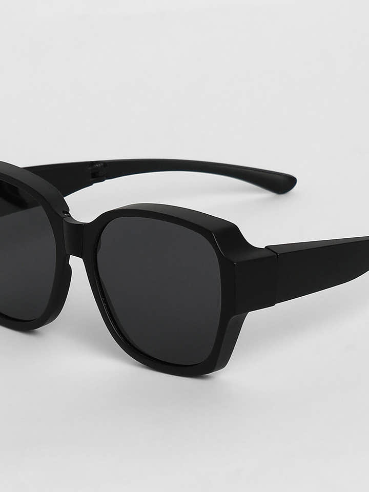 Foldable Oversized Sunglasses - Black