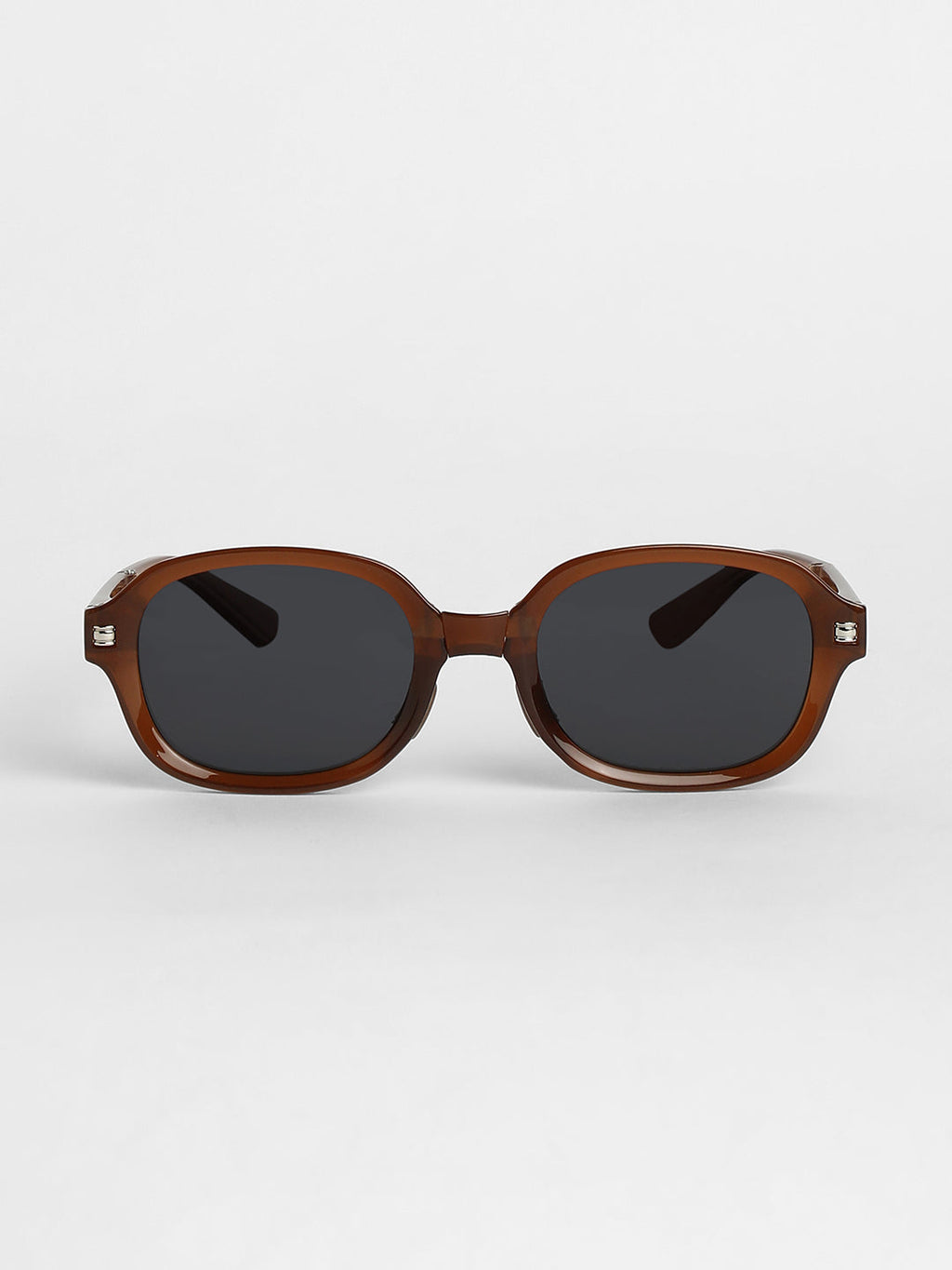 Foldable Rectangular Sunglasses - Brown