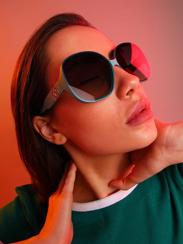 The Clover Oversized Sunglasses - Sea Green