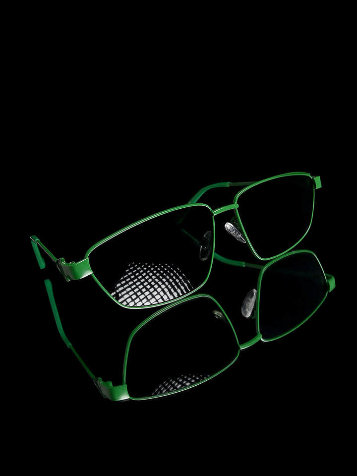 The Spear Rectangular Sunglasses - Forest Green