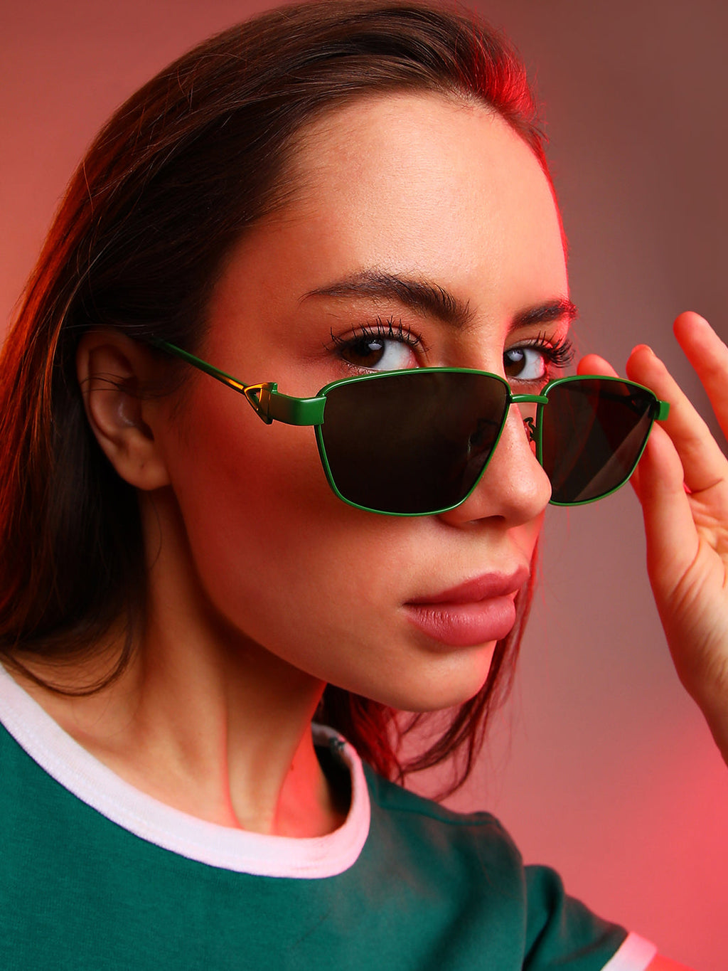 The Spear Rectangular Sunglasses - Forest Green