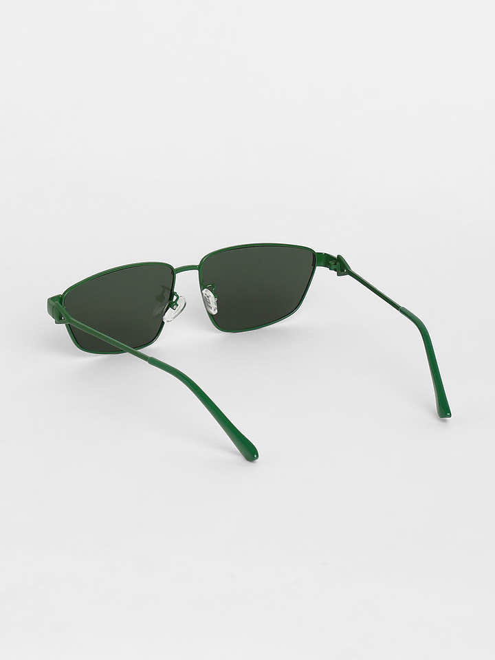 The Spear Rectangular Sunglasses - Forest Green