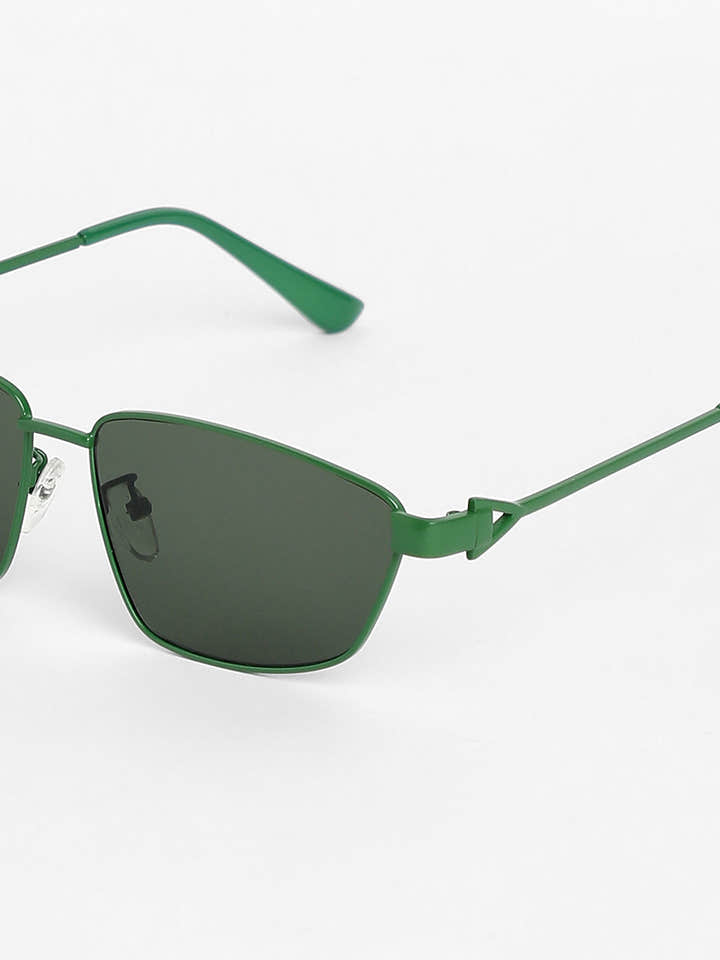 The Spear Rectangular Sunglasses - Forest Green