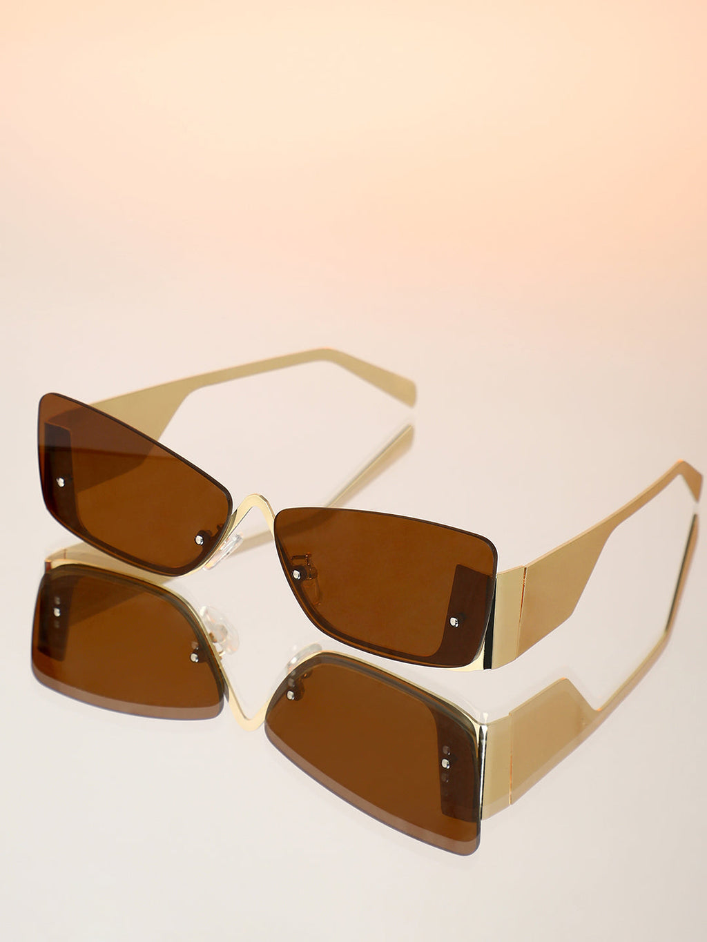 The Abstract Rectangular Sunglasses - Champayne Gold