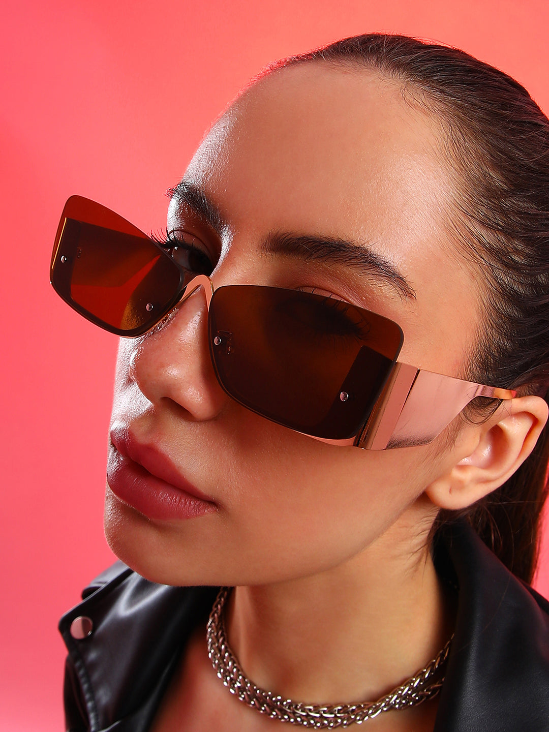 The Abstract Rectangular Sunglasses - Champayne Gold