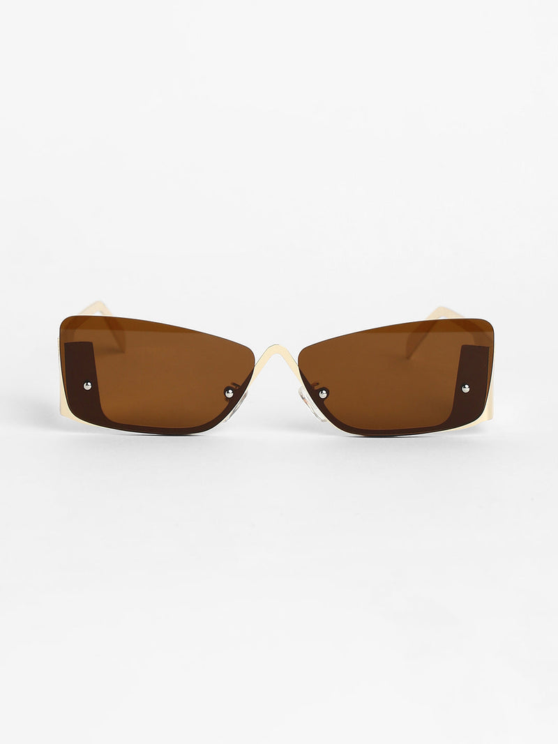 The Abstract Rectangular Sunglasses - Champayne Gold