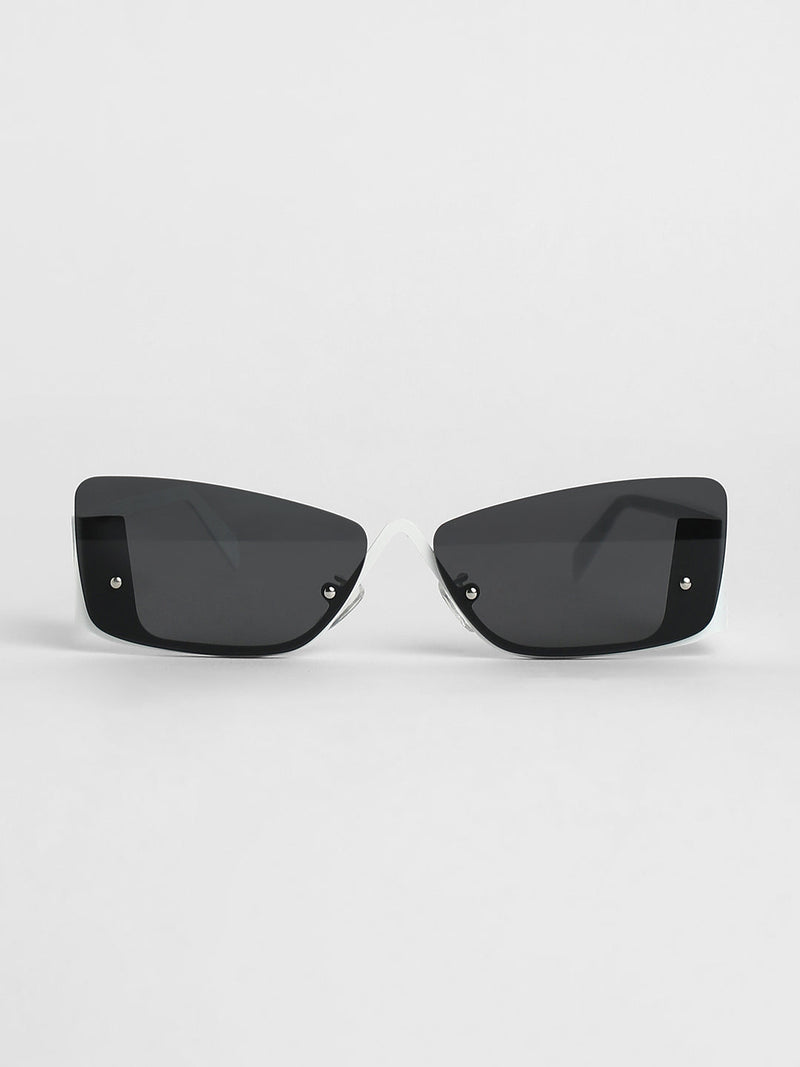 The Abstract Rectangular Sunglasses - Chalk White