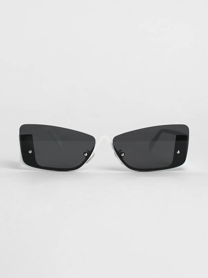 The Abstract Rectangular Sunglasses - Chalk White