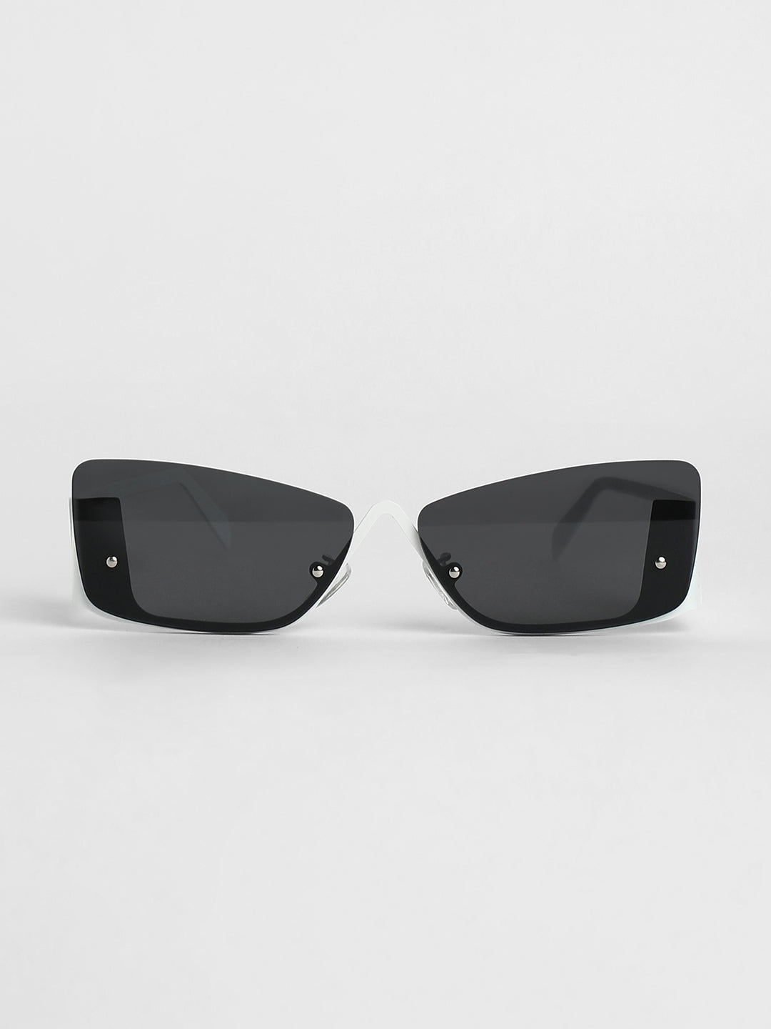 The Abstract Rectangular Sunglasses - Chalk White