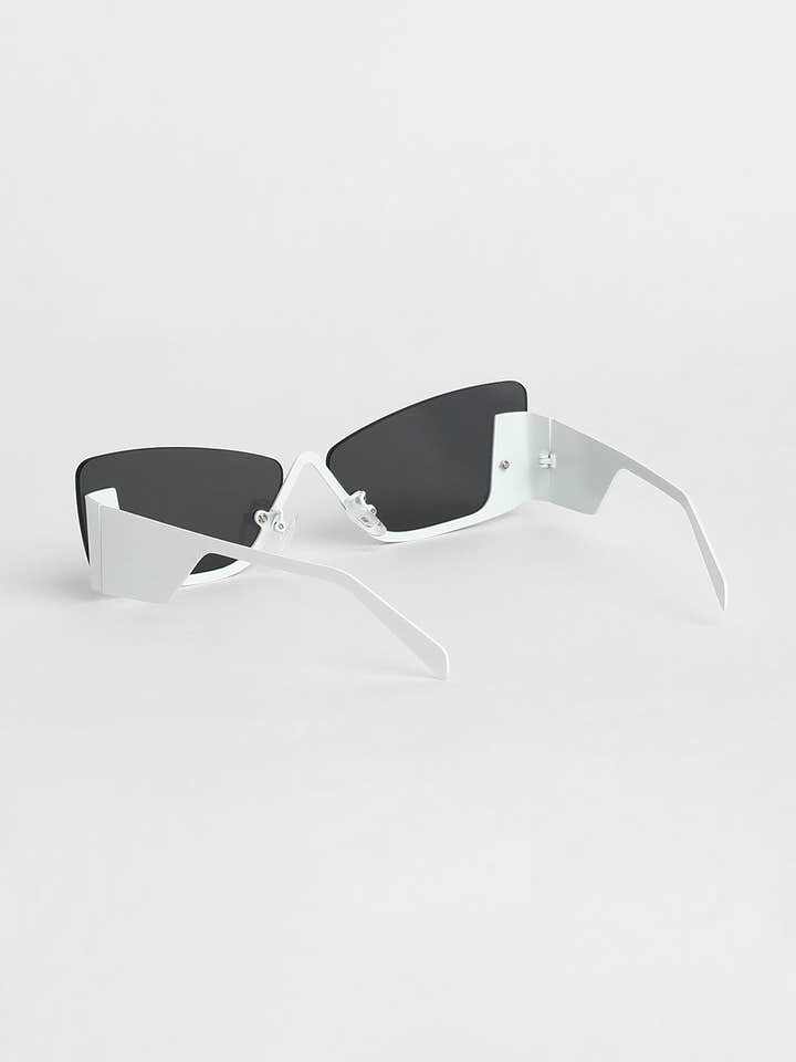 The Abstract Rectangular Sunglasses - Chalk White
