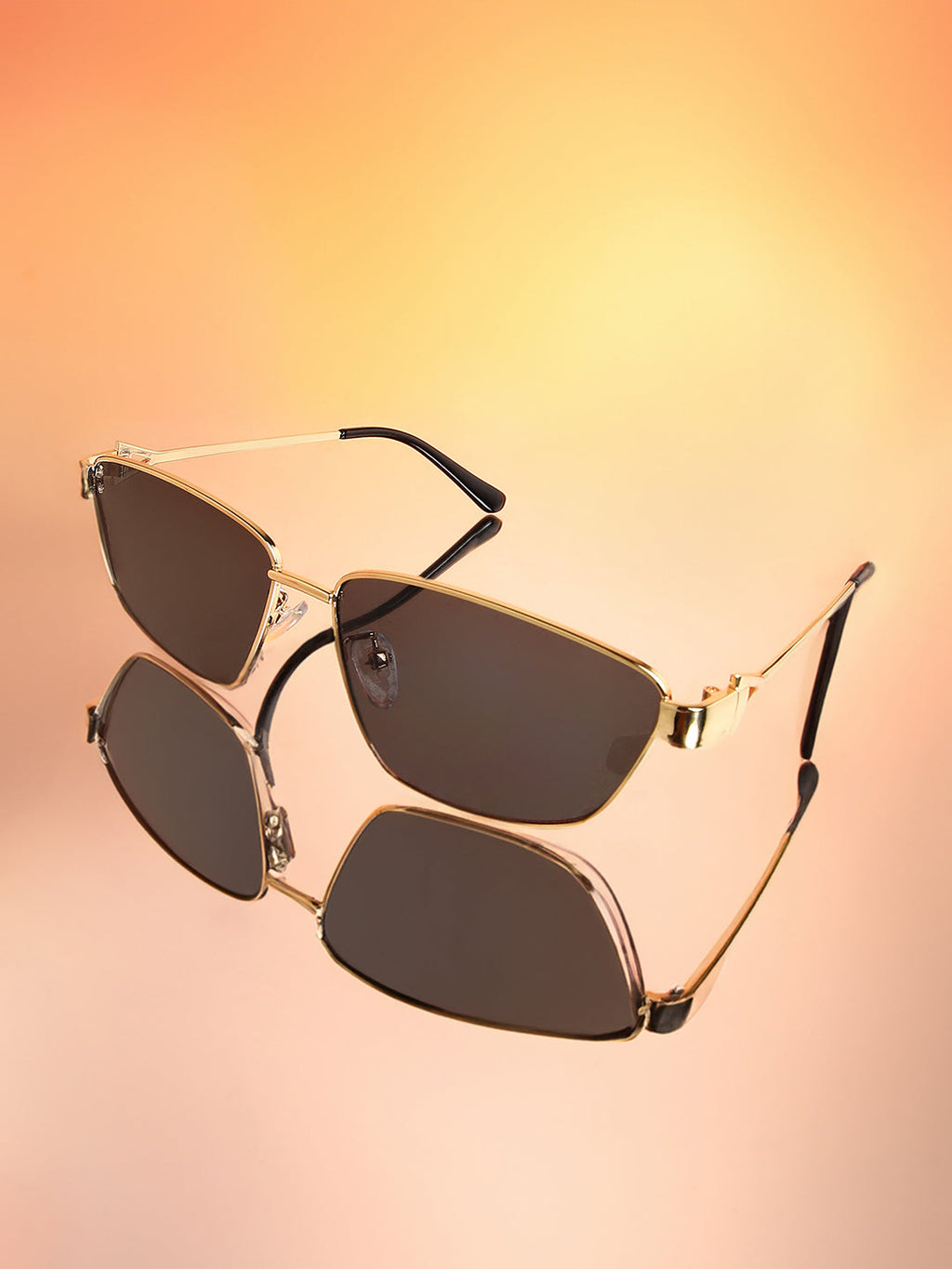 The Spear Rectangular Sunglasses - Champayne Gold