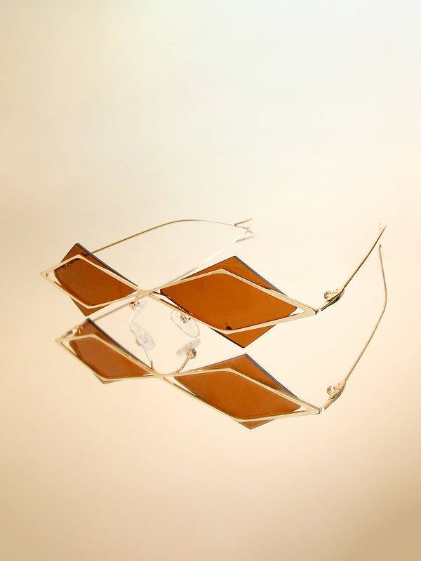 The Diamond Geometrical Sunglasses - Chestnut Brown