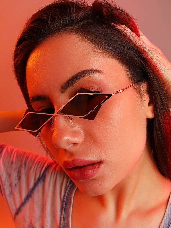 The Diamond Geometrical Sunglasses - Chestnut Brown