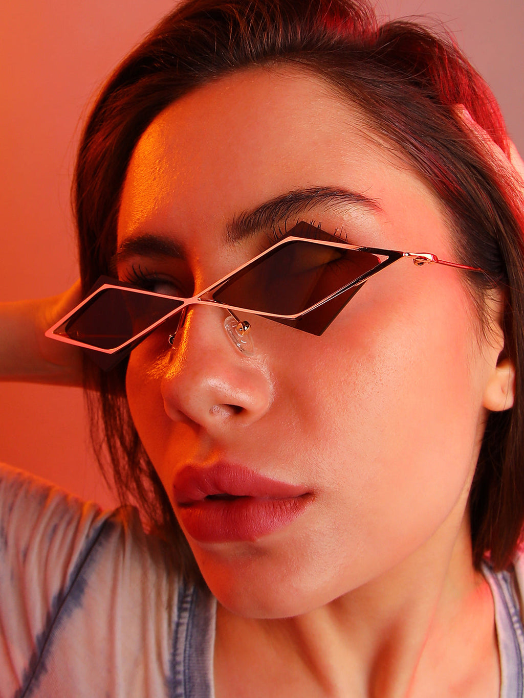 The Diamond Geometrical Sunglasses - Chestnut Brown