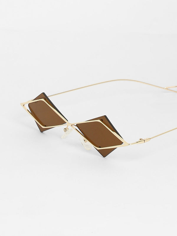 The Diamond Geometrical Sunglasses - Chestnut Brown