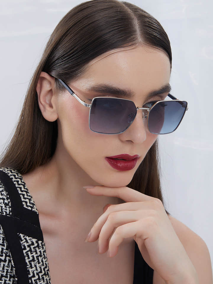 The Transit Rectangular Sunglasses - Metallic Silver