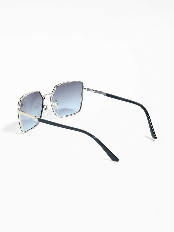 The Transit Rectangular Sunglasses - Metallic Silver