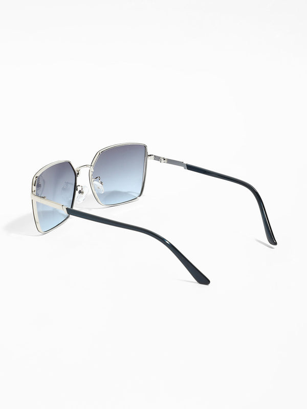 The Transit Rectangular Sunglasses - Metallic Silver