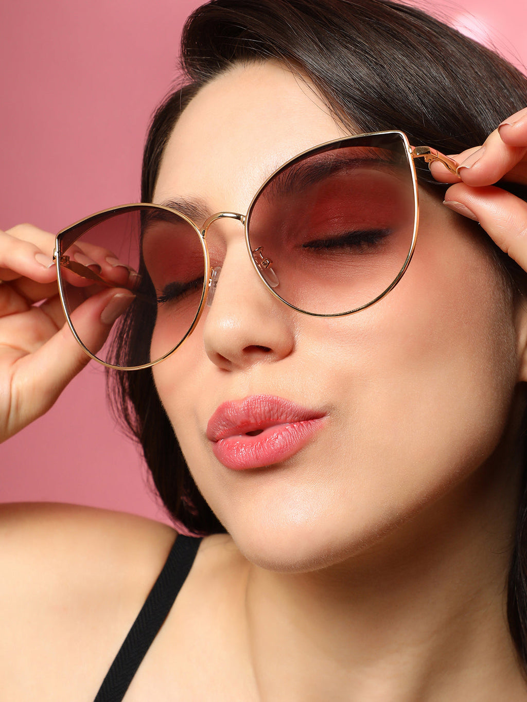 The Classic Gradient Cateye Sunglasses - Champayne Gold