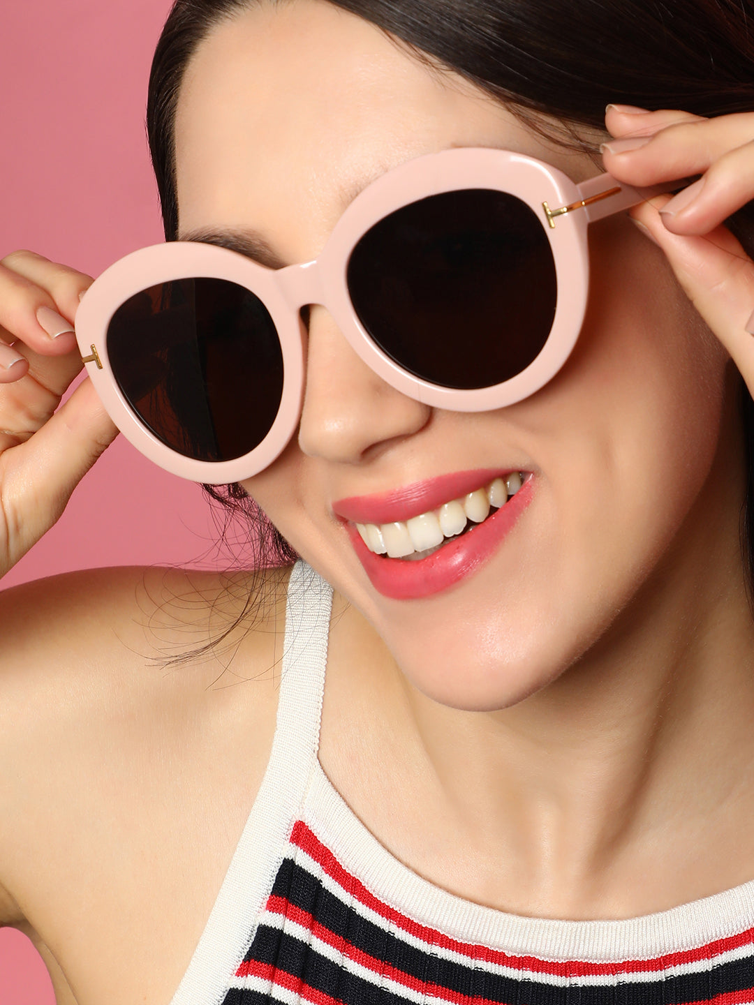 The Chunky Block Oversized Sunglasses - Blush Pink