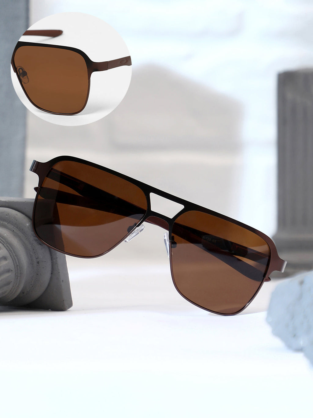 The Classic Rectangular Aviator Sunglasses - Chocolate Brown