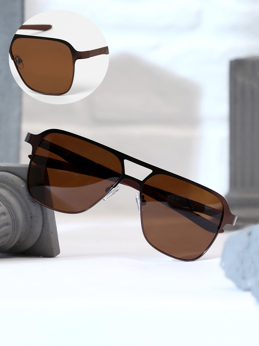 The Classic Rectangular Aviator Sunglasses - Chocolate Brown