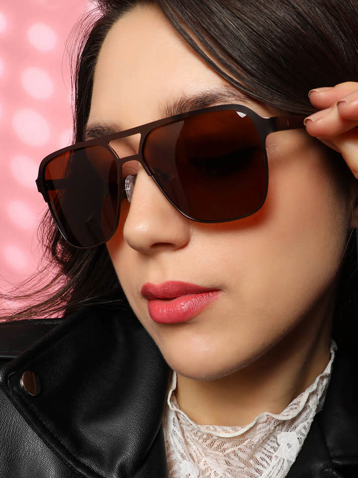 The Classic Rectangular Aviator Sunglasses - Chocolate Brown