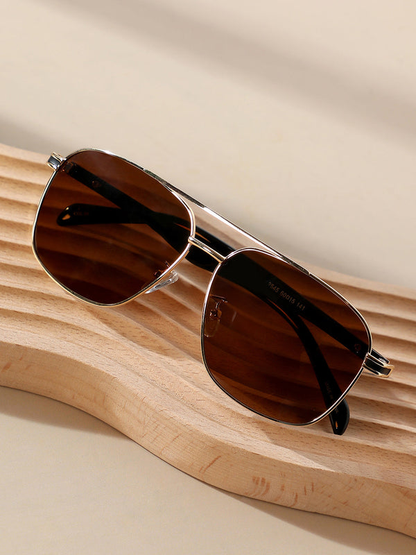 The Contrast Aviator Sunglasses - Mocha Brown