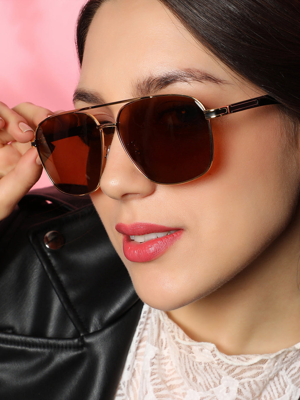 The Contrast Aviator Sunglasses - Mocha Brown